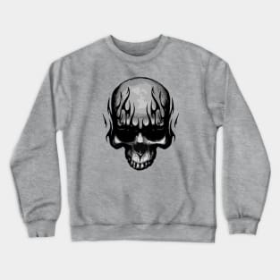 Skull with Flames - Monochrome Crewneck Sweatshirt